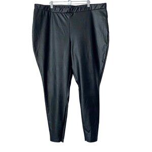 Faux Leather Pants NEW Womens 24 Black High Rise Pull On Slim Leg Eloquii